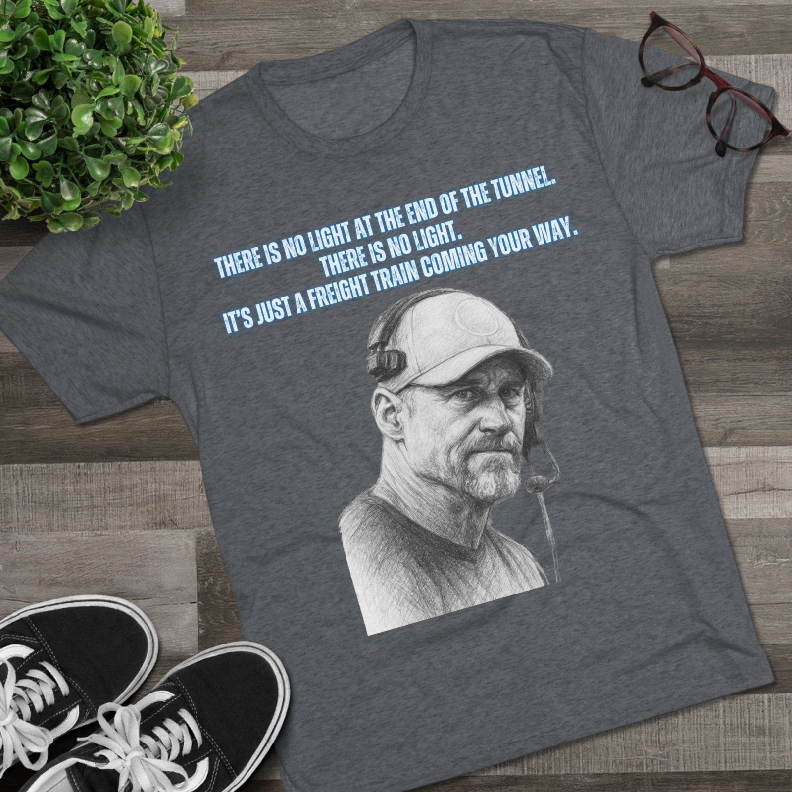 Tri - Blend Tee, Dan Campbell Quote T-Shirt, Light at End of Tunnel Motivation, Lion Coach, Gift for Sports Fans, Game Day Apparel - Selden &amp; Kingsley