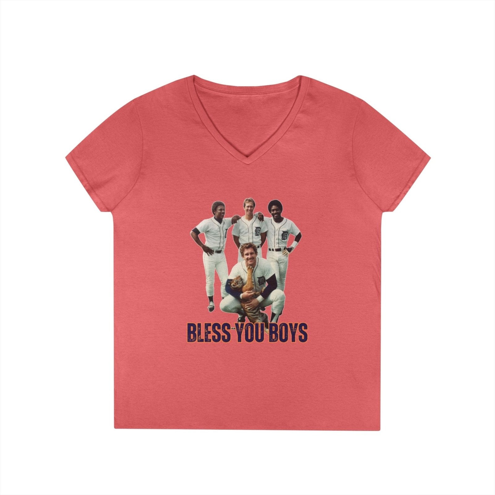 Vintage Bless You Boys Ladies' V - Neck T-Shirt, Casual Tee, Sports Fan Gift, Retro Apparel, Summer Wear, Funny Graphic Shirt - Selden & Kingsley