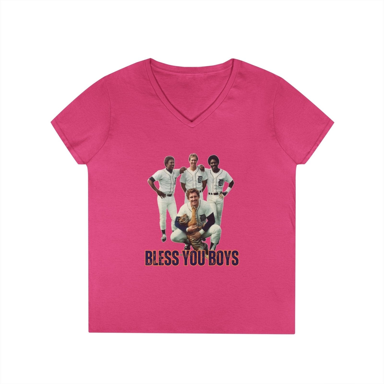 Vintage Bless You Boys Ladies' V - Neck T-Shirt, Casual Tee, Sports Fan Gift, Retro Apparel, Summer Wear, Funny Graphic Shirt - Selden & Kingsley