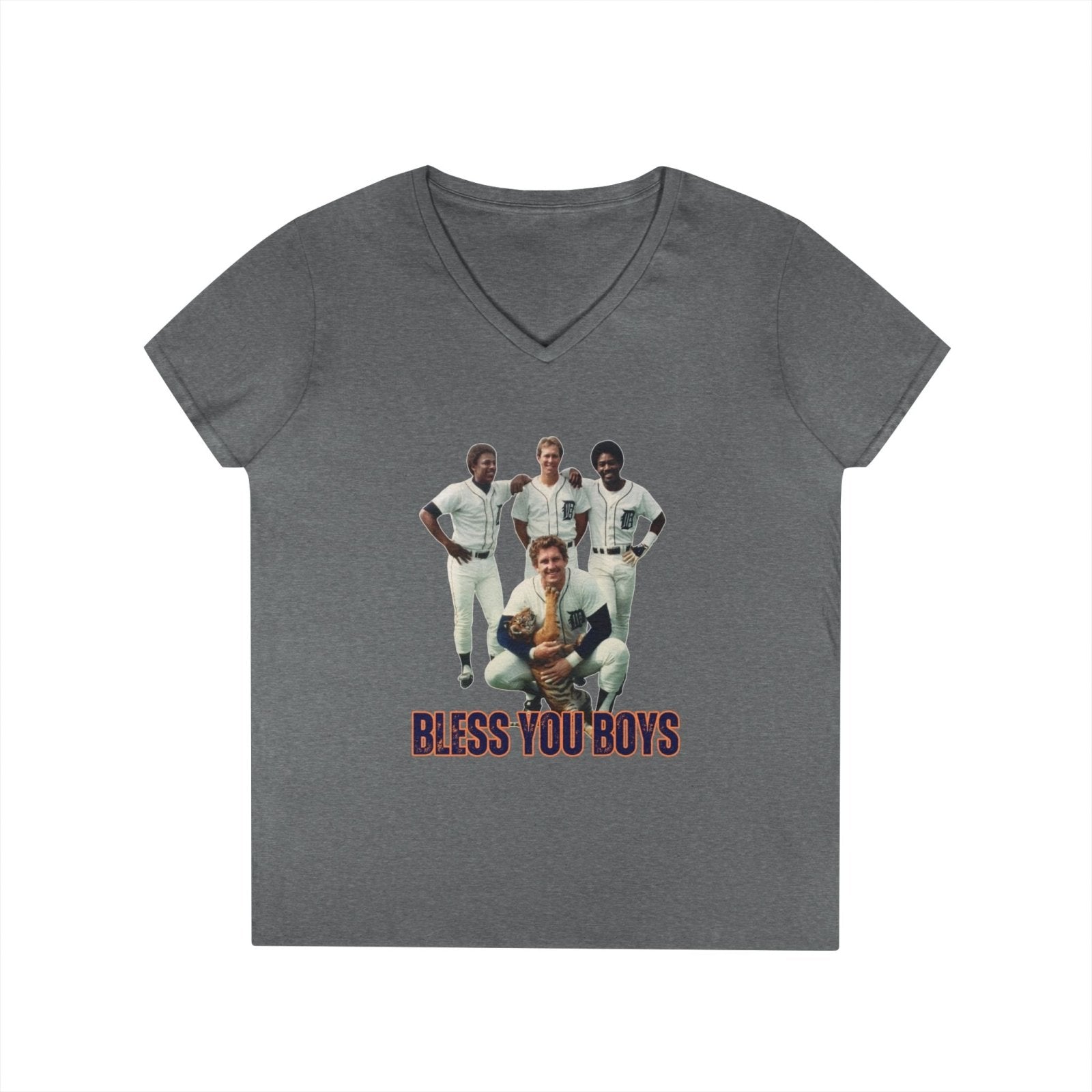 Vintage Bless You Boys Ladies&#39; V - Neck T-Shirt, Casual Tee, Sports Fan Gift, Retro Apparel, Summer Wear, Funny Graphic Shirt - Selden &amp; Kingsley