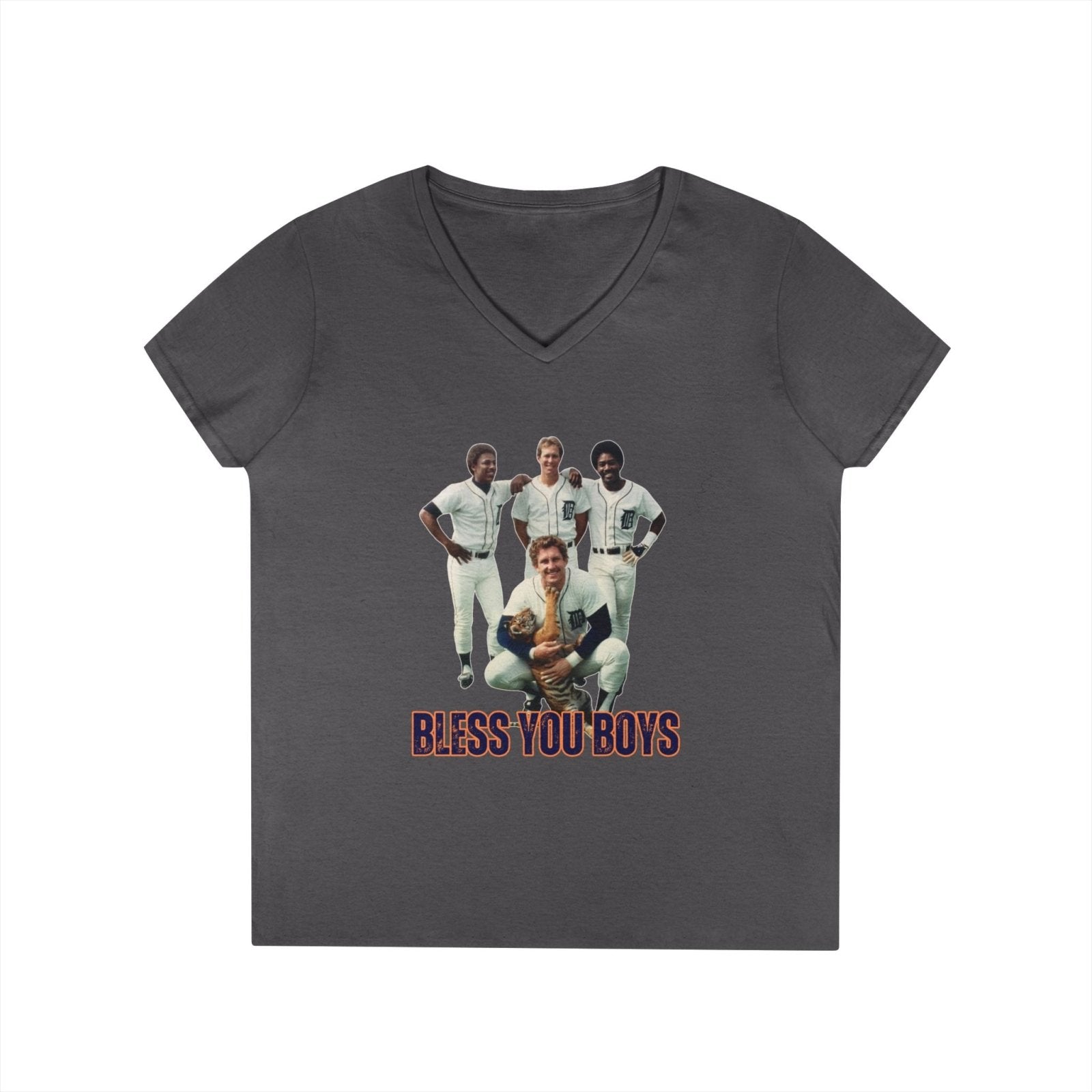 Vintage Bless You Boys Ladies' V - Neck T-Shirt, Casual Tee, Sports Fan Gift, Retro Apparel, Summer Wear, Funny Graphic Shirt - Selden & Kingsley