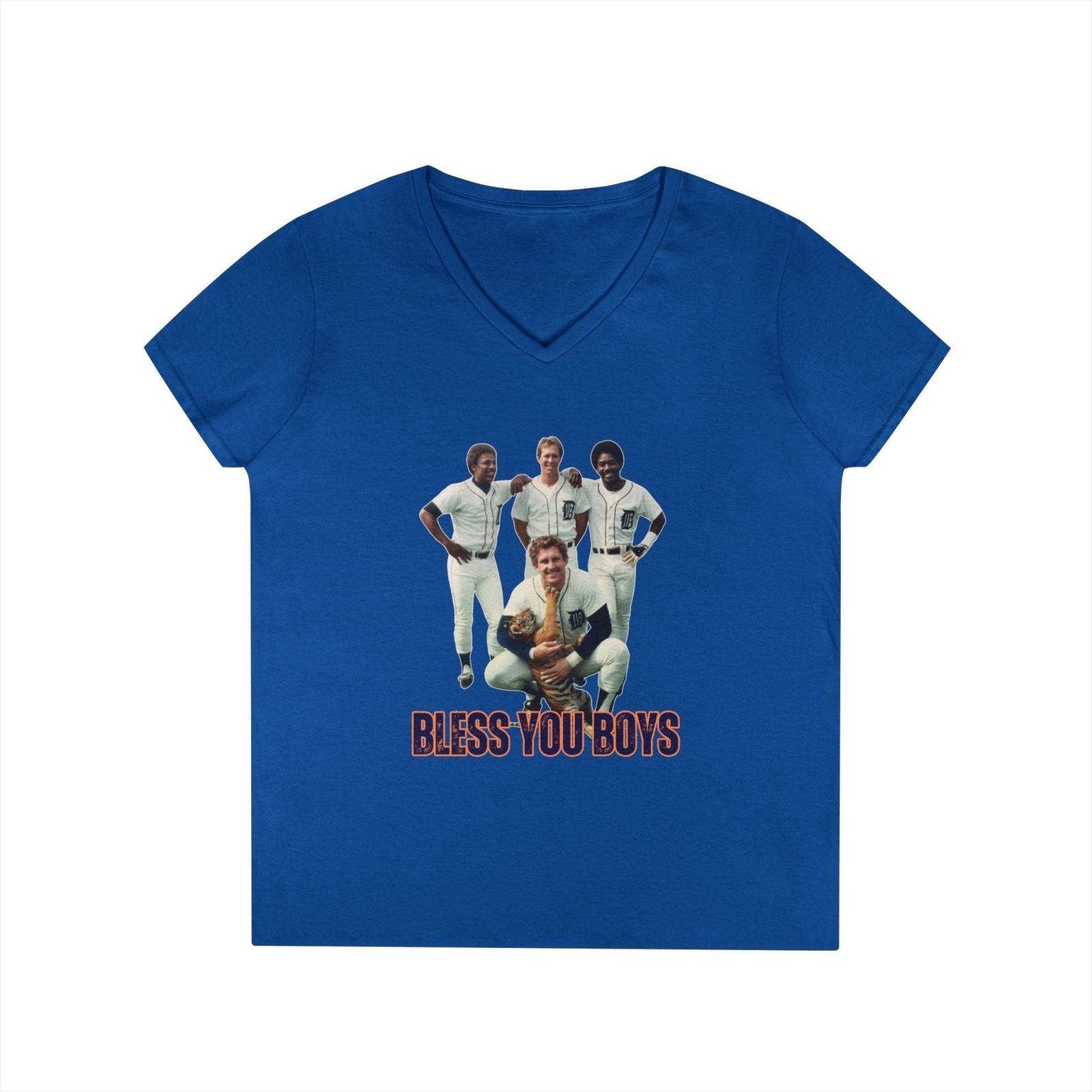 Vintage Bless You Boys Ladies' V - Neck T-Shirt, Casual Tee, Sports Fan Gift, Retro Apparel, Summer Wear, Funny Graphic Shirt - Selden & Kingsley