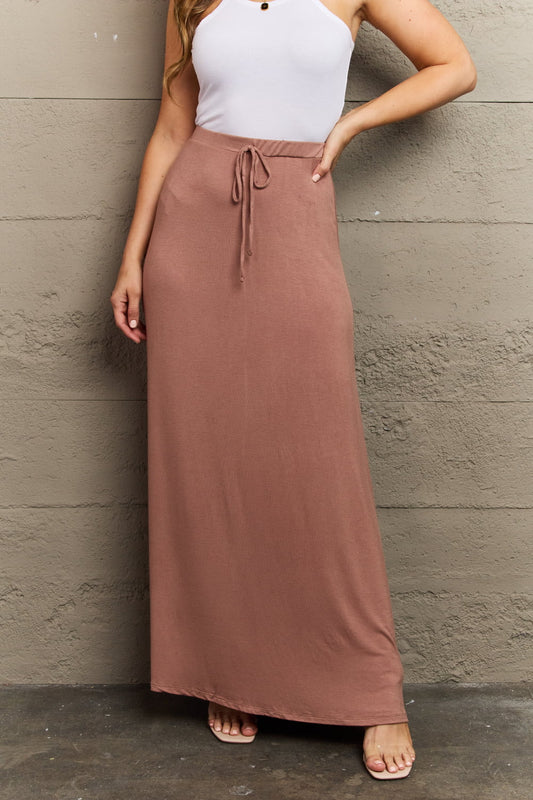Culture Code | For The Day Full Size Flare Maxi Skirt in Chocolate - Selden & Kingsley