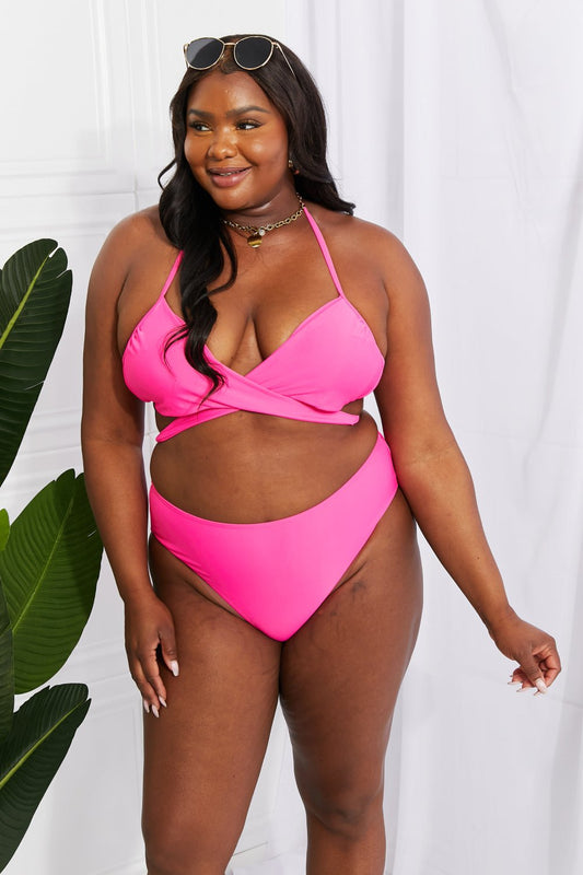 Marina West Swim Summer Splash Halter Bikini Set in Pink - seldenkingsley