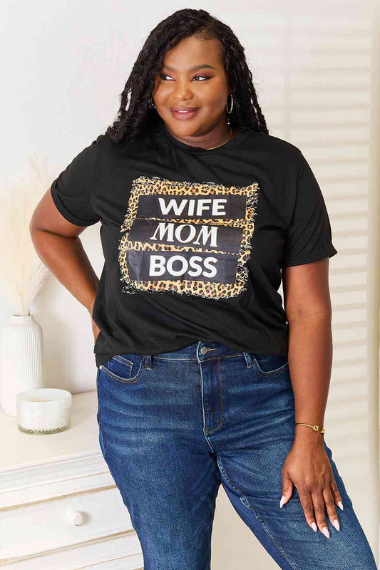 Simply Love WIFE MOM BOSS Leopard Graphic T-Shirt - Selden & Kingsley