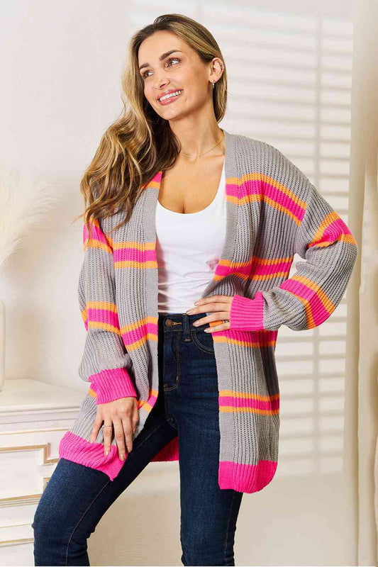 Woven Right Ribbed Long Sleeve Cardigan - Selden & Kingsley